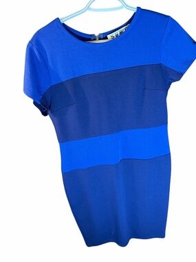 SHE'S Blue Colorblock Short Sleeve Sheath Dress - Size XL - EUC